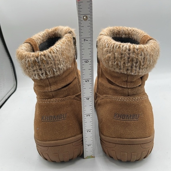 KHOMBU Women’s Size 11M Laura Chestnut Brown Suede LeatherBoot Knit Trim Zip - Picture 4 of 14